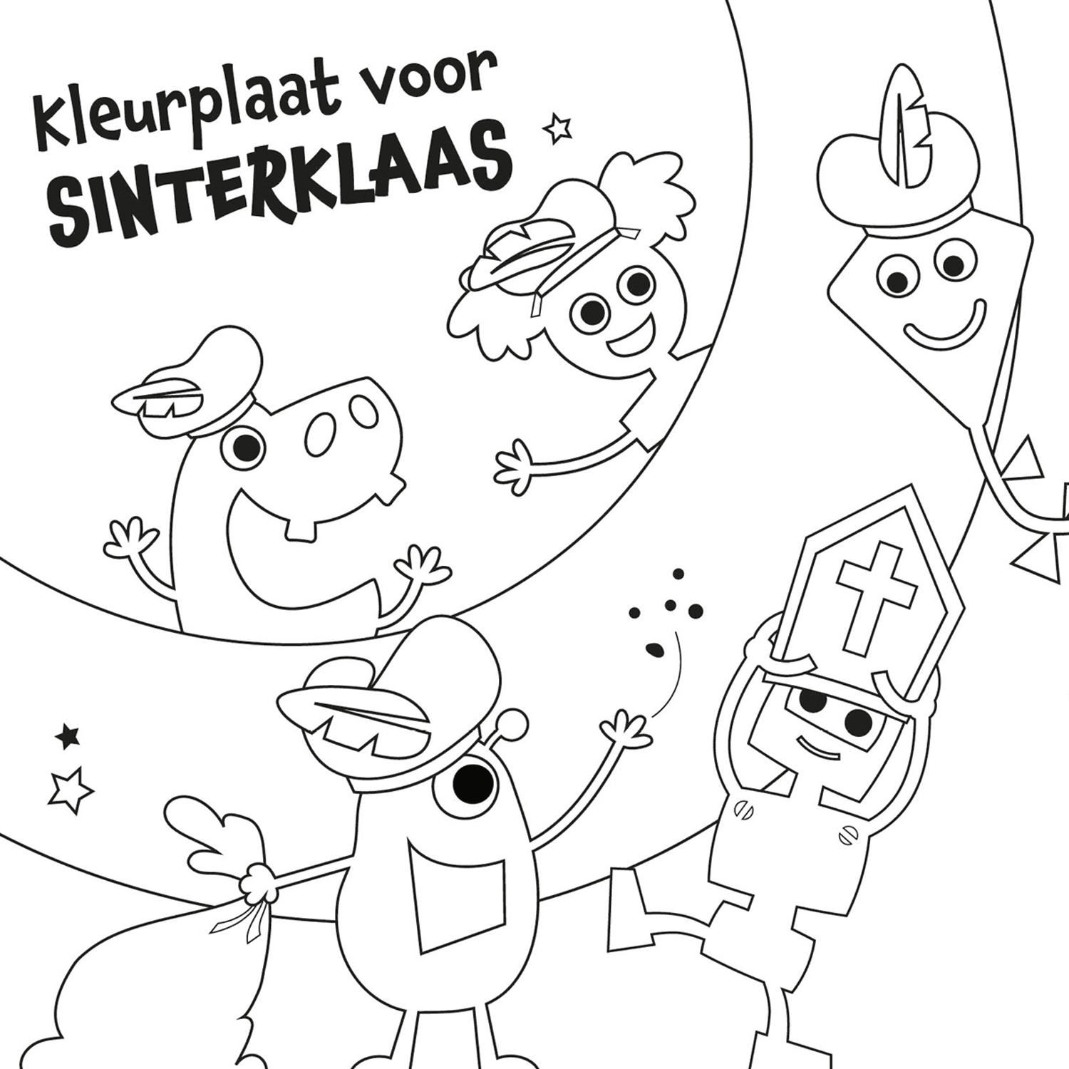 Sinterklaasintocht vlaggetje met kleurplaat 